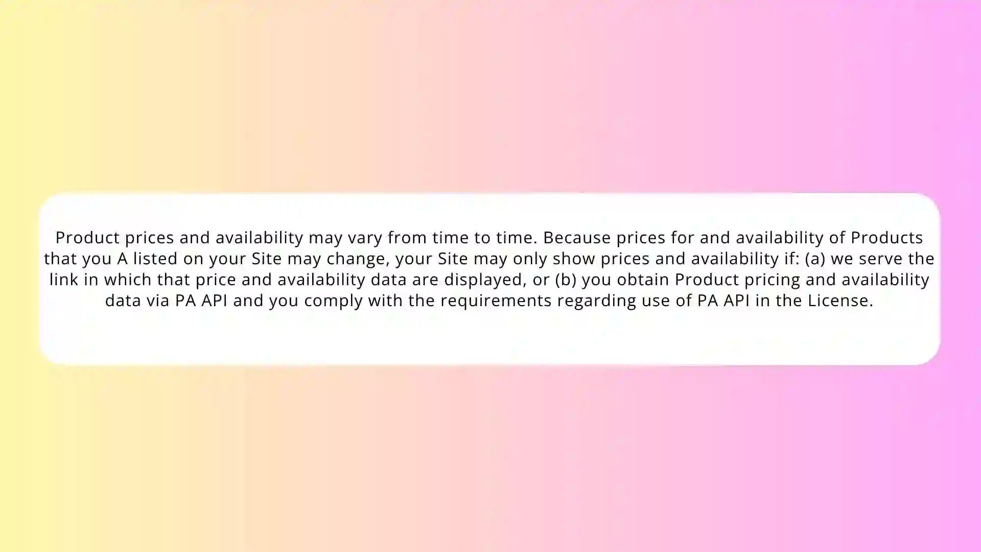 amazon affiliate requirement for pricing