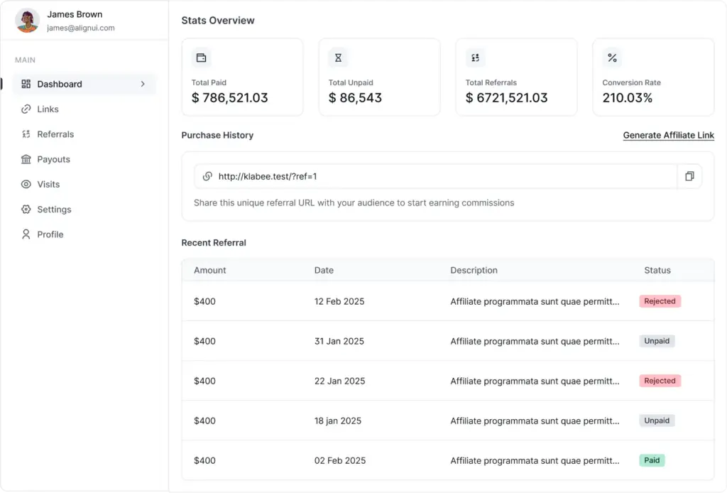 Affiliate Portal