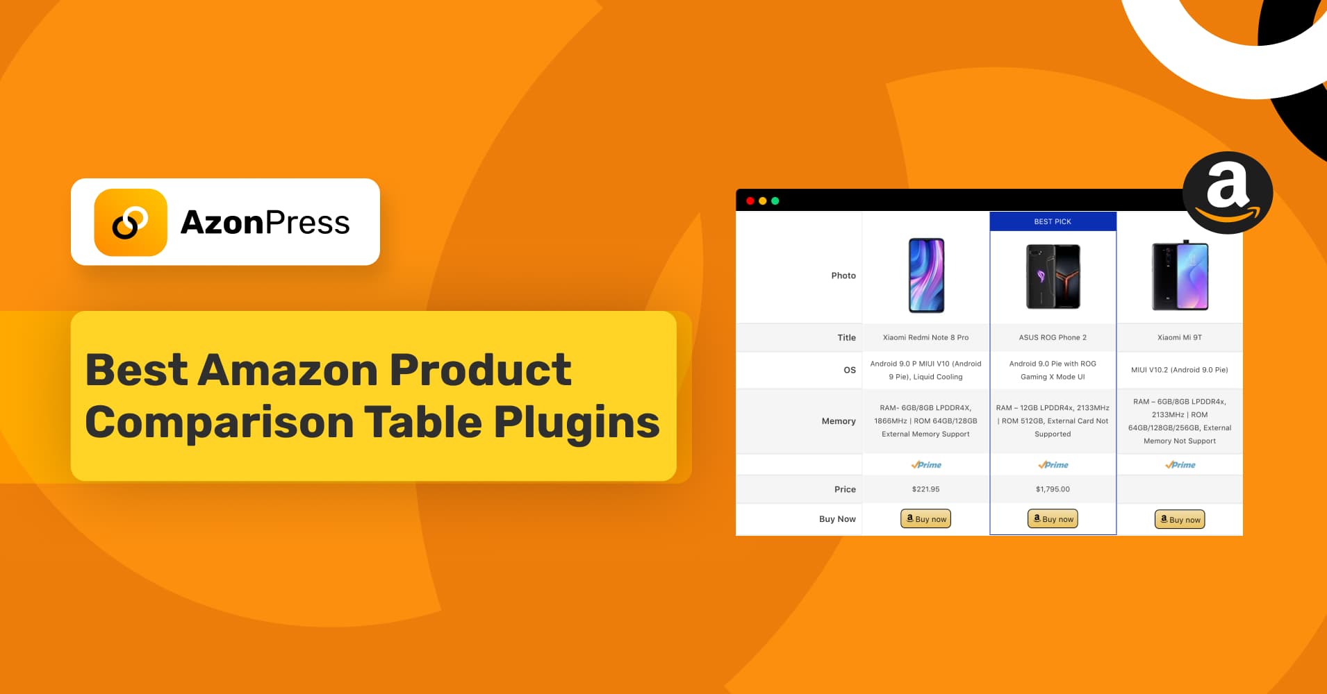Amazon Product Comparison Table
