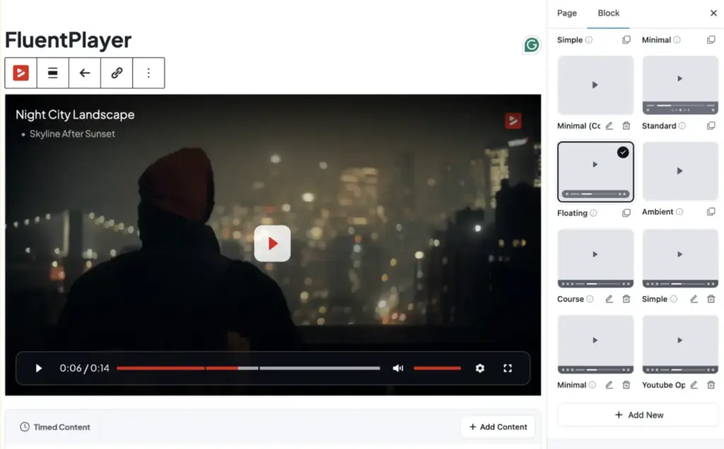 player presets option on fluentplayer 1536x952