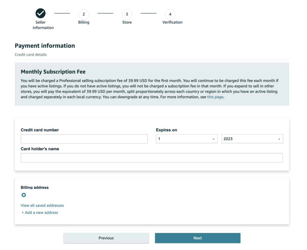 billing information